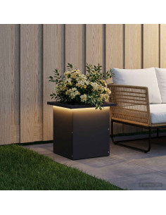 Fioriera da giardino con LED Nero 30 x 30 x 30 cm Acciaio