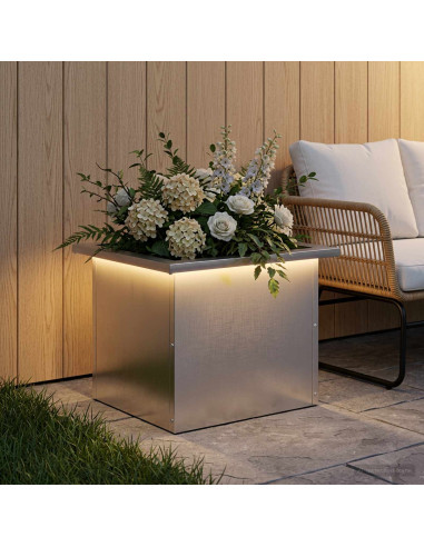 Fioriera da giardino con LED Argento 30 x 40 x 30 cm