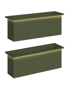 Fioriera da giardino con LED 2 pz Verde Oliva 30 x 100 x 30 cm
