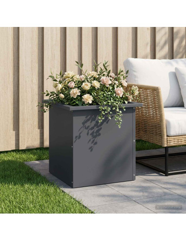Fioriera da giardino con LED Antracite 40 x 40 x 40 cm Acciaio