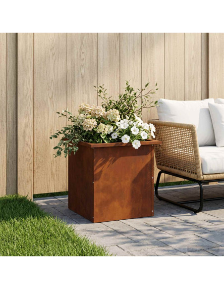 Fioriera da giardino con LED Ruggine 40 x 40 x 40 cm