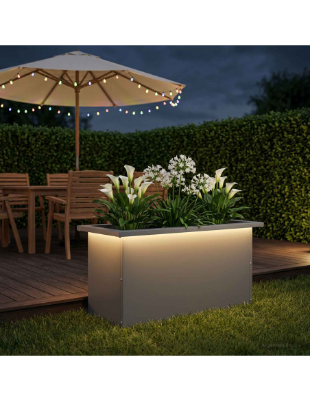 Fioriera da giardino con LED Antracite 30 x 60 x 30 cm Acciaio
