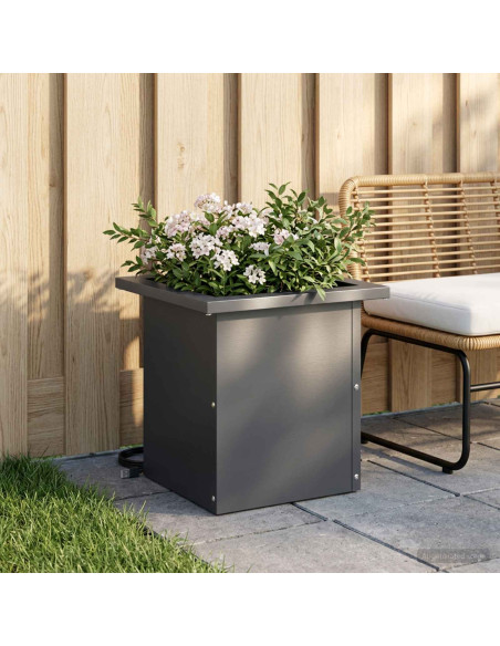 Fioriera da giardino con LED Antracite 30 x 30 x 30 cm Acciaio