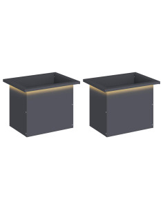 Fioriera da giardino con LED 2 pz Antracite 30 x 40 x 30 cm