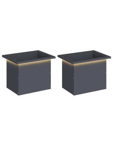 Fioriera da giardino con LED 2 pz Antracite 30 x 40 x 30 cm