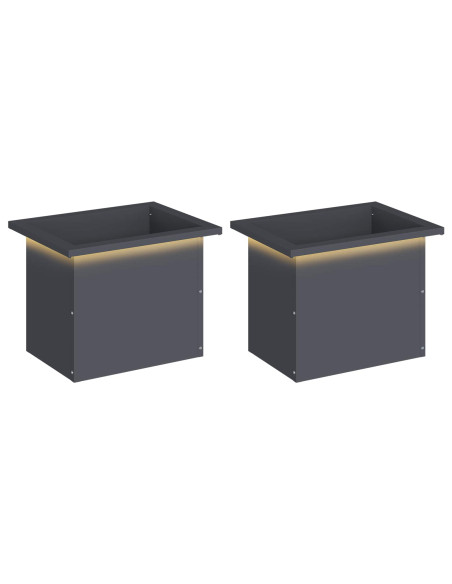 Fioriera da giardino con LED 2 pz Antracite 30 x 40 x 30 cm