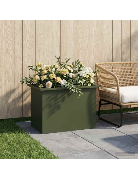Fioriera da giardino con LED Verde Oliva 40 x 60 x 40 cm