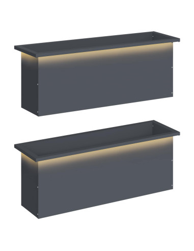 Fioriera da giardino con LED 2 pz Antracite 30 x 100 x 30 cm