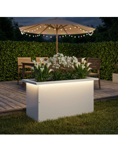 Fioriera da giardino con LED Bianco 30 x 60 x 30 cm Acciaio