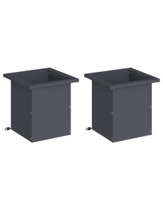 Fioriera da giardino con LED 2 pz Antracite 30 x 30 x 30 cm 2