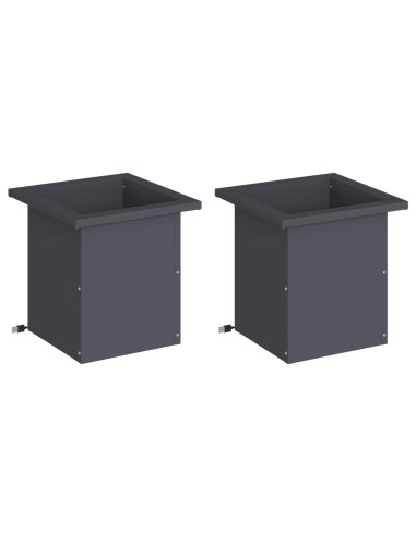 Fioriera da giardino con LED 2 pz Antracite 30 x 30 x 30 cm