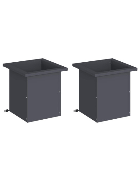 Fioriera da giardino con LED 2 pz Antracite 30 x 30 x 30 cm