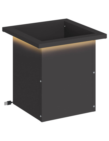 Fioriera da giardino con LED Nero 30 x 30 x 30 cm Acciaio