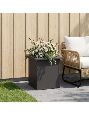 Fioriera da giardino con LED Nero 30 x 30 x 30 cm Acciaio