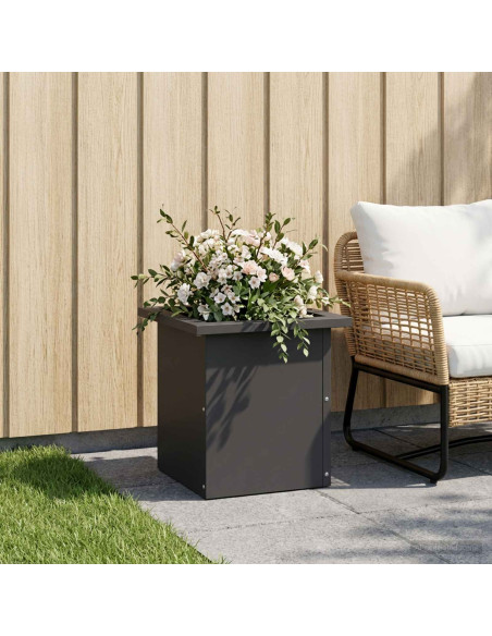 Fioriera da giardino con LED Nero 30 x 30 x 30 cm Acciaio