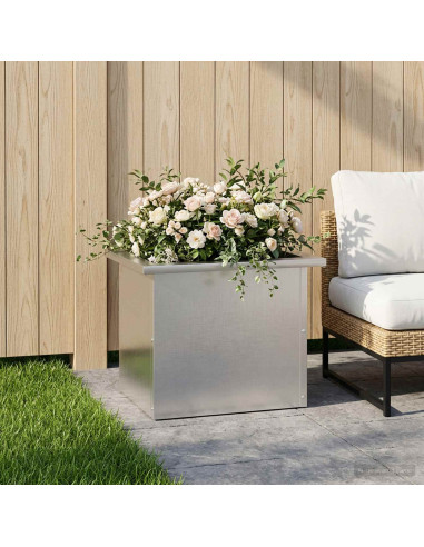 Fioriera da giardino con LED Argento 30 x 40 x 30 cm