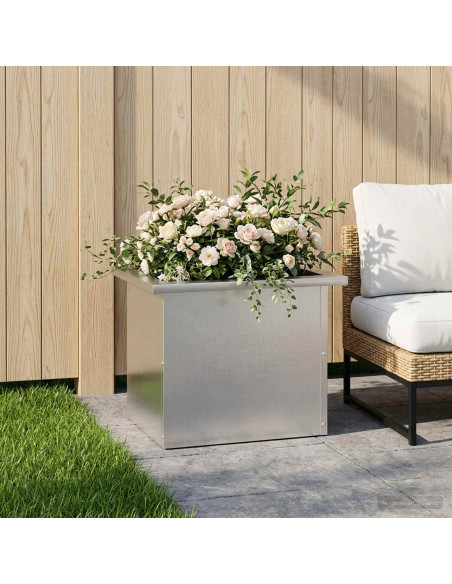 Fioriera da giardino con LED Argento 30 x 40 x 30 cm