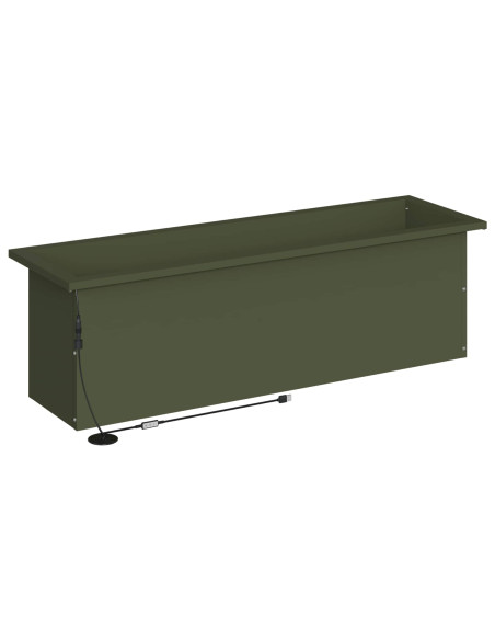 Fioriera da giardino con LED 2 pz Verde Oliva 30 x 100 x 30 cm