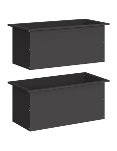 Fioriera da giardino con LED 2 pz Nero 40 x 80 x 40 cm Acciaio 2