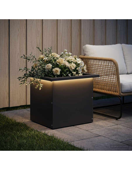 Fioriera da giardino con LED Nero 30 x 40 x 30 cm Acciaio