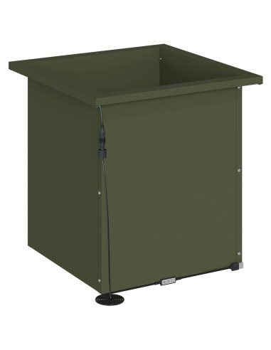 Fioriera da giardino con LED 2 pz Verde Oliva 40 x 40 x 40 cm