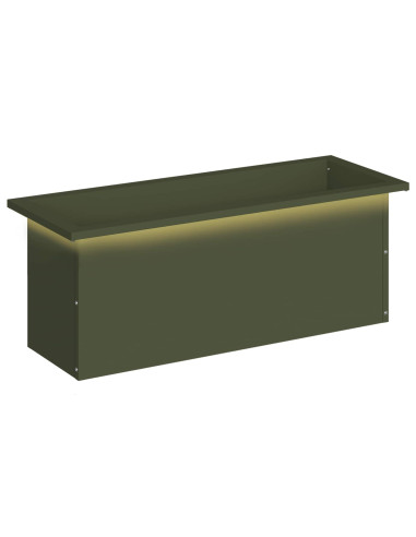 Fioriera da giardino con LED Verde Oliva 30 x 80 x 30 cm