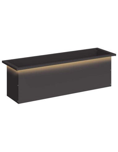 Fioriera da giardino con LED Nero 30 x 100 x 30 cm Acciaio