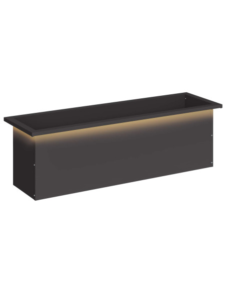 Fioriera da giardino con LED Nero 30 x 100 x 30 cm Acciaio