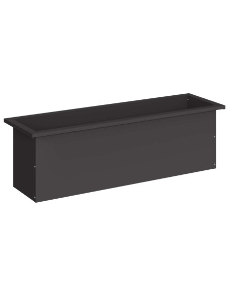 Fioriera da giardino con LED Nero 30 x 100 x 30 cm Acciaio