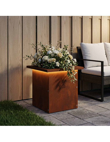 Fioriera da giardino con LED Ruggine 30 x 30 x 30 cm
