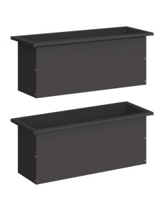 Fioriera da giardino con LED 2 pz Nero 30 x 80 x 30 cm Acciaio 2