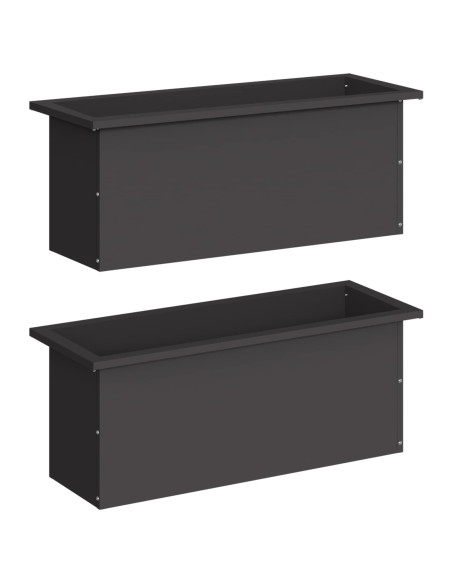 Fioriera da giardino con LED 2 pz Nero 30 x 80 x 30 cm Acciaio