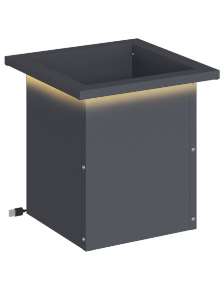 Fioriera da giardino con LED Antracite 30 x 30 x 30 cm Acciaio