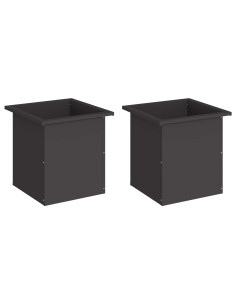 Fioriera da giardino con LED 2 pz Nero 40 x 40 x 40 cm Acciaio 2