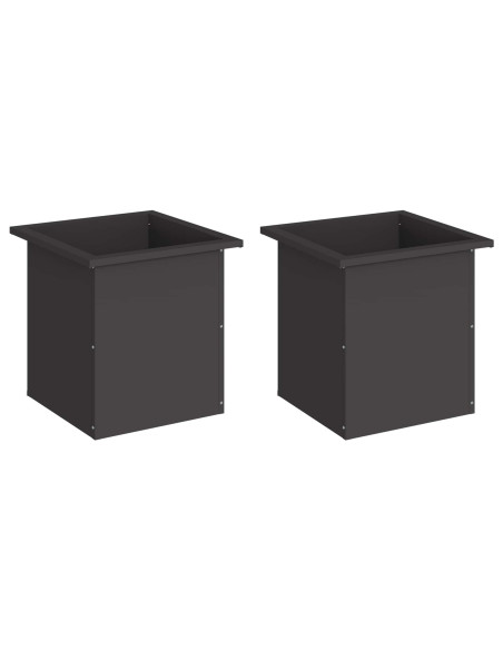 Fioriera da giardino con LED 2 pz Nero 40 x 40 x 40 cm Acciaio