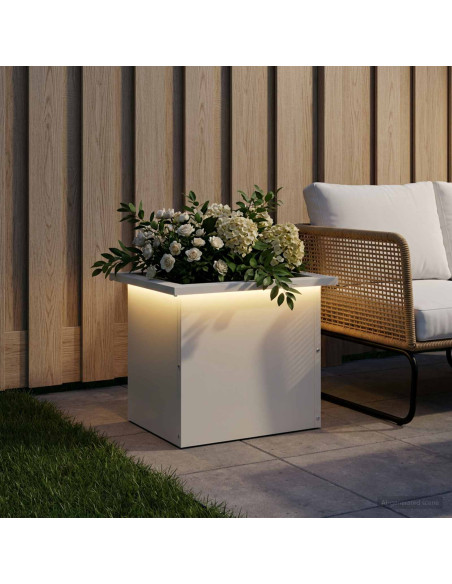 Fioriera da giardino con LED Bianco 30 x 40 x 30 cm Acciaio