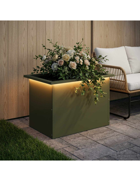 Fioriera da giardino con LED Verde Oliva 40 x 60 x 40 cm