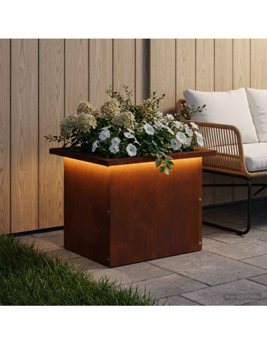 Fioriera da giardino con LED Ruggine 30 x 40 x 30 cm