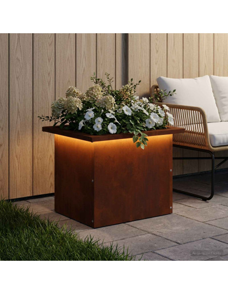Fioriera da giardino con LED Ruggine 30 x 40 x 30 cm