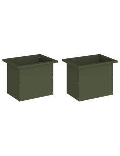 Fioriera da giardino con LED 2 pz Verde Oliva 30 x 40 x 30 cm 2
