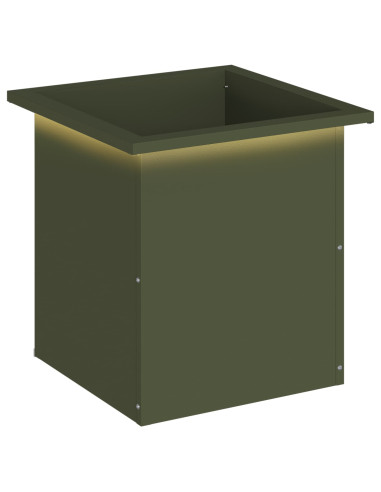 Fioriera da giardino con LED Verde Oliva 40 x 40 x 40 cm
