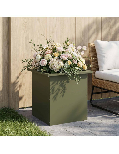 Fioriera da giardino con LED Verde Oliva 40 x 40 x 40 cm