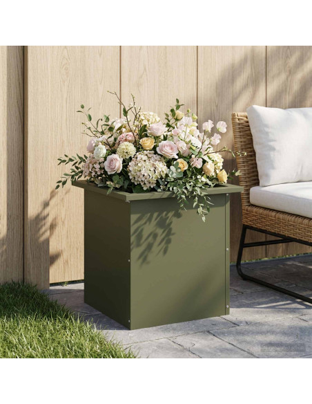 Fioriera da giardino con LED Verde Oliva 40 x 40 x 40 cm
