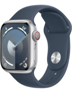 Apple Watch Serie9 Cell 41mm Aluminium Silver Sport Band Storm Blue S/M MRHV3QL/A