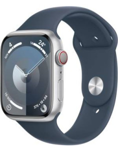 Apple Watch Serie9 Cell 45mm Aluminium Silver Sport Band Storm Blue S/M MRMG3QL/A