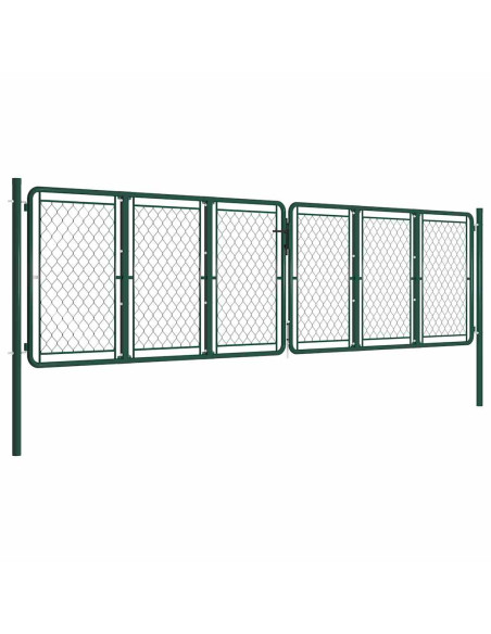 Cancello da Giardino in Acciaio 400x125 cm Verde