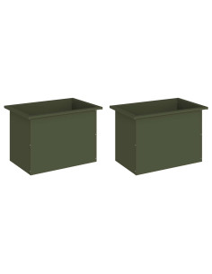Fioriera da giardino con LED 2 pz Verde Oliva 40 x 60 x 40 cm 2