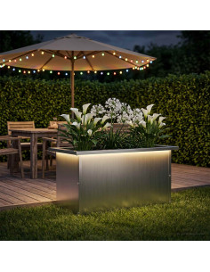 Fioriera da giardino con LED Argento 30 x 60 x 30 cm