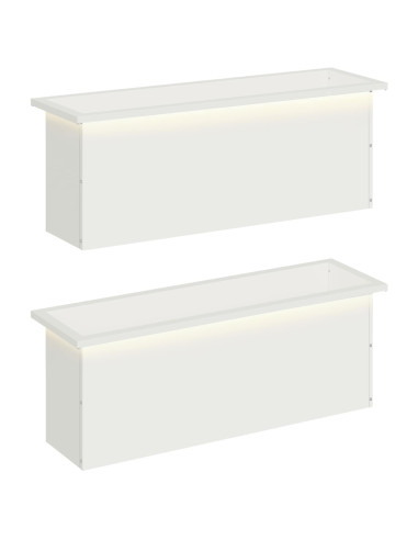 Fioriera da giardino con LED 2 pz Bianco 30 x 100 x 30 cm