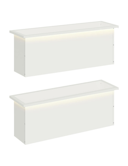 Fioriera da giardino con LED 2 pz Bianco 30 x 100 x 30 cm